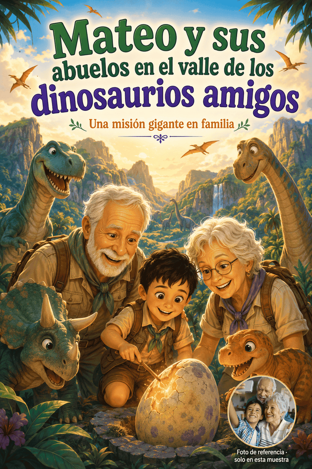 Portada de 👦👵👴 Mateo con sus abuelos en el valle de los dinosaurios amigos