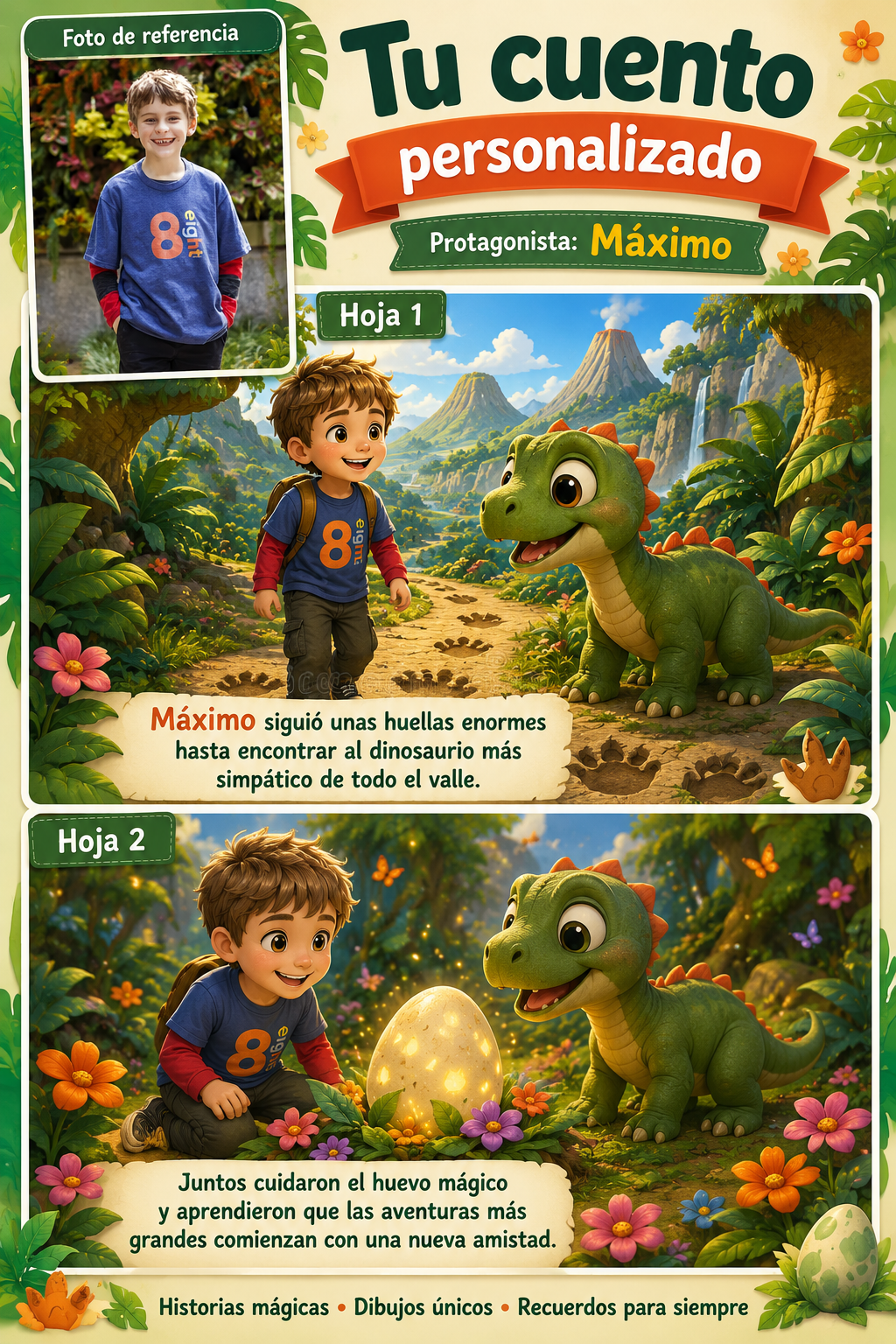 Ejemplo de cuento personalizado de dinosaurios