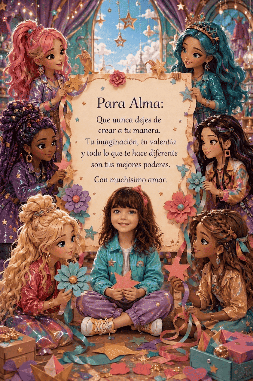 Dedicatoria de Alma y las muñecas del Arcoíris