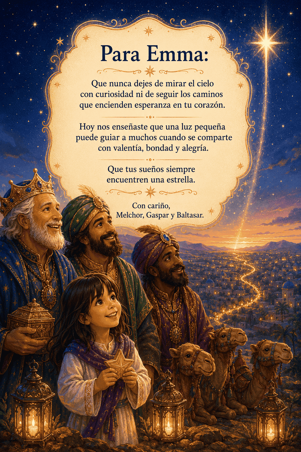 Dedicatoria de los Reyes Magos para Emma